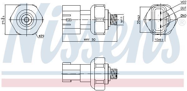 Pressostat, climatisation NISSENS ref. 301090