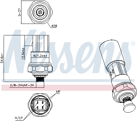 Interruptor de presión, aire acondicionado NISSENS ref. 301093
