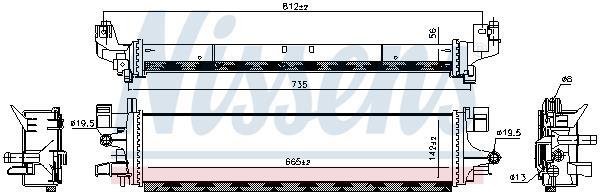 Radiador de baixa temperatura, intercooler NISSENS ref. 606032