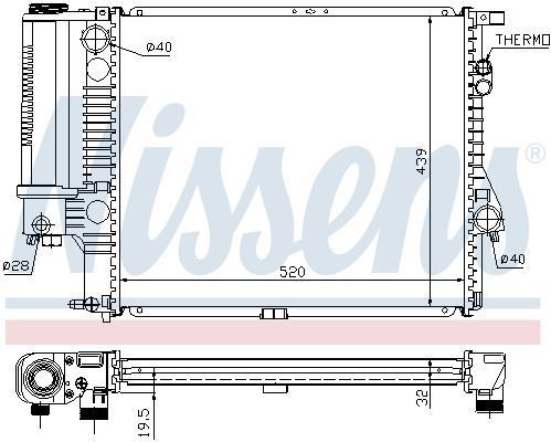 Radiateur moteur (Radiateur de refroidissement) NISSENS 60607
