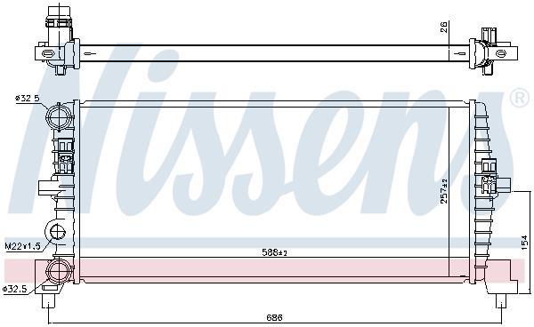 Radiateur moteur (Radiateur de refroidissement) NISSENS ref. 606239