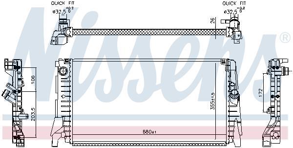 Radiateur moteur (Radiateur de refroidissement) NISSENS 606340