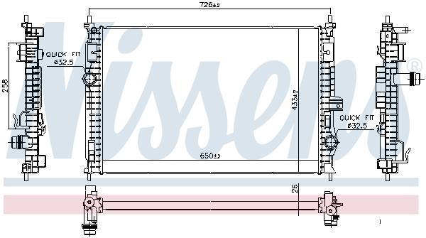 Radiateur moteur (Radiateur de refroidissement) NISSENS ref. 606342
