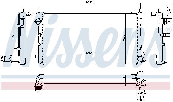 Radiateur moteur (Radiateur de refroidissement) NISSENS 606345