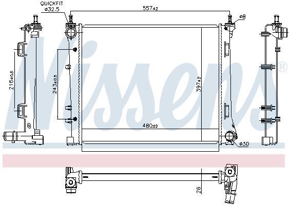 Radiateur moteur (Radiateur de refroidissement) NISSENS 606393