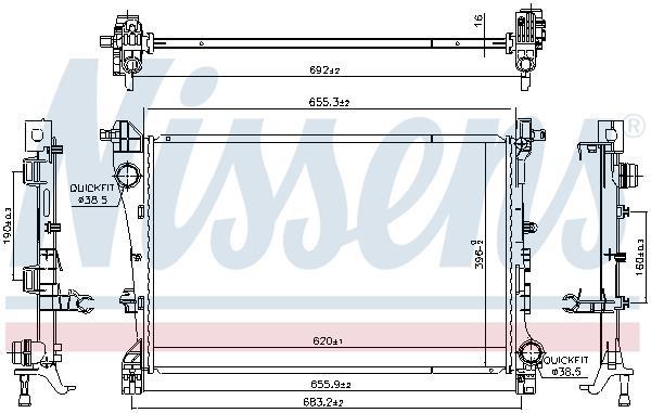 Radiateur moteur (Radiateur de refroidissement) NISSENS 606441