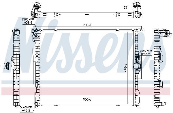 Radiador motor NISSENS 606514