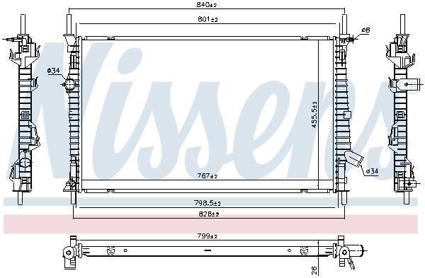 Radiateur moteur (Radiateur de refroidissement) NISSENS 606537