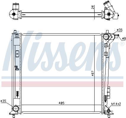 Radiador motor NISSENS 606605