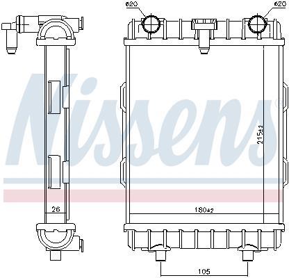 Radiateur moteur (Radiateur de refroidissement) NISSENS ref. 606645