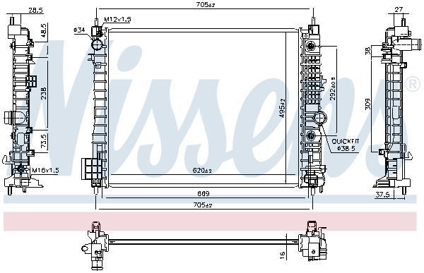 Radiateur moteur (Radiateur de refroidissement) NISSENS 606660