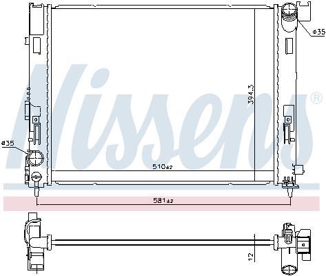 Radiateur moteur (Radiateur de refroidissement) NISSENS ref. 606726