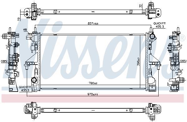 Radiateur moteur (Radiateur de refroidissement) NISSENS ref. 606756