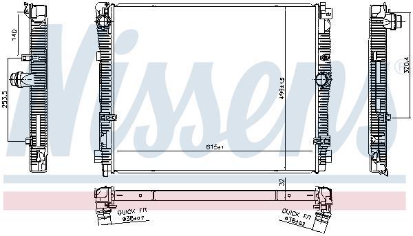 Radiateur moteur (Radiateur de refroidissement) NISSENS ref. 606783