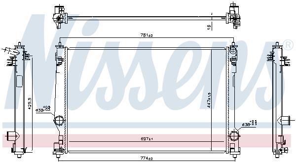 Radiateur moteur (Radiateur de refroidissement) NISSENS ref. 606786