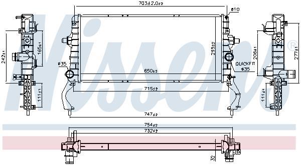 Radiateur moteur (Radiateur de refroidissement) NISSENS 606801