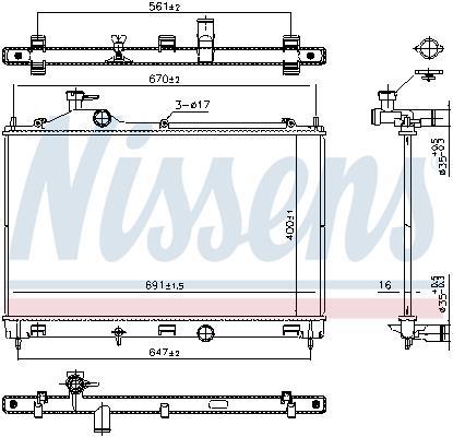 Radiateur moteur (Radiateur de refroidissement) NISSENS ref. 607027