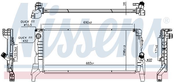 Radiateur moteur (Radiateur de refroidissement) NISSENS 607103