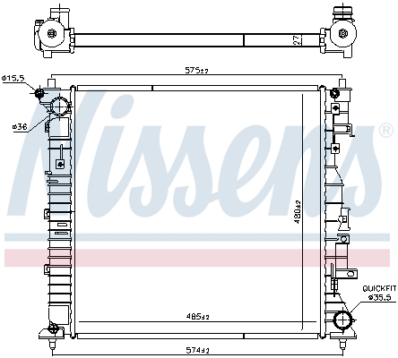 Radiador motor NISSENS ref. 607158