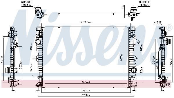 Radiateur moteur (Radiateur de refroidissement) NISSENS 607181