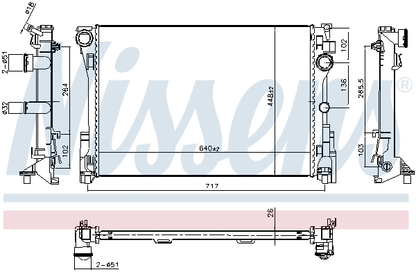 Radiateur moteur (Radiateur de refroidissement) NISSENS ref. 607186