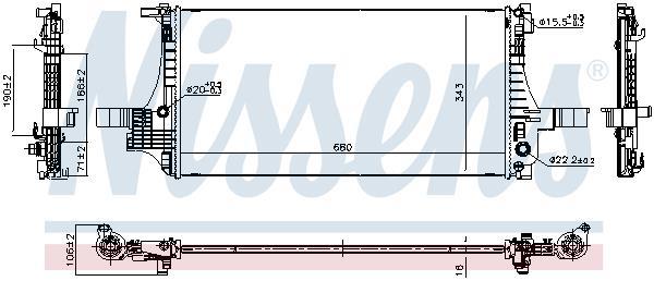 Radiateur moteur (Radiateur de refroidissement) NISSENS ref. 607221