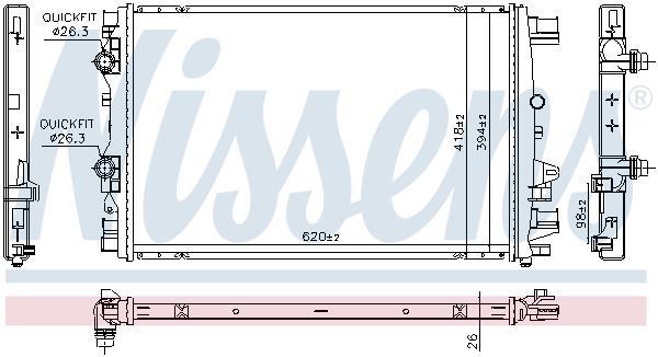 Radiateur basse température, intercooler NISSENS ref. 607227