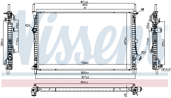 Module de refroidissement (Radiateur et condenseur de climatisation) NISSENS ref. 607247
