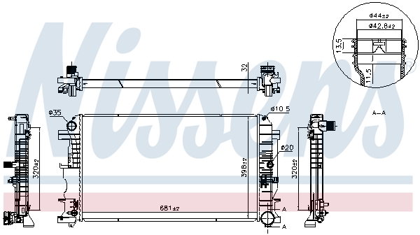 Radiateur moteur (Radiateur de refroidissement) NISSENS 607249