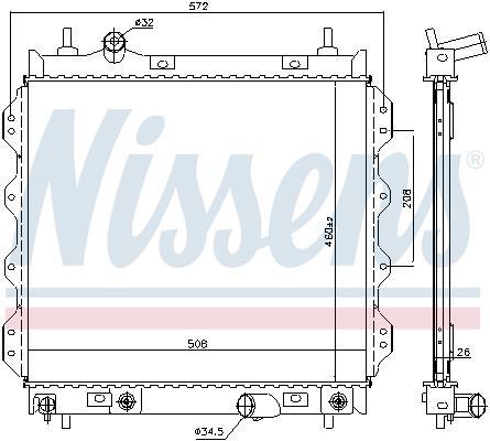 Radiateur moteur (Radiateur de refroidissement) NISSENS ref. 61002