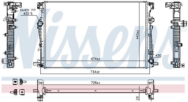 Radiateur moteur (Radiateur de refroidissement) NISSENS 61040