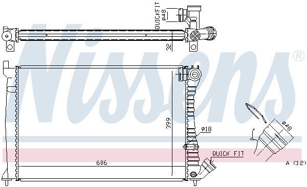 Radiateur moteur (Radiateur de refroidissement) NISSENS 61398A