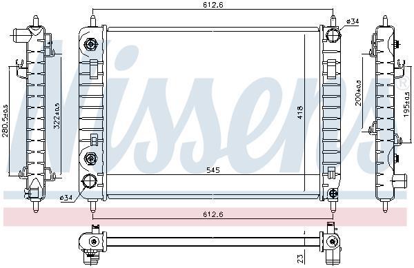 Radiateur moteur (Radiateur de refroidissement) NISSENS 616907