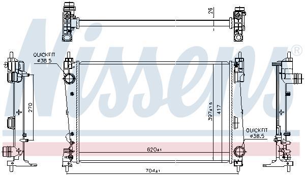 Radiateur moteur (Radiateur de refroidissement) NISSENS ref. 617868