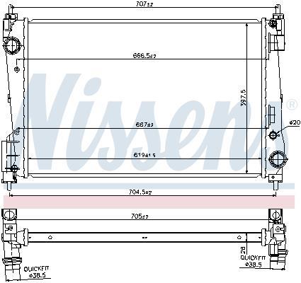 Radiateur moteur (Radiateur de refroidissement) NISSENS ref. 61919