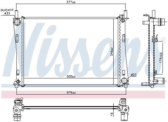 Radiateur moteur (Radiateur de refroidissement) NISSENS 62028A