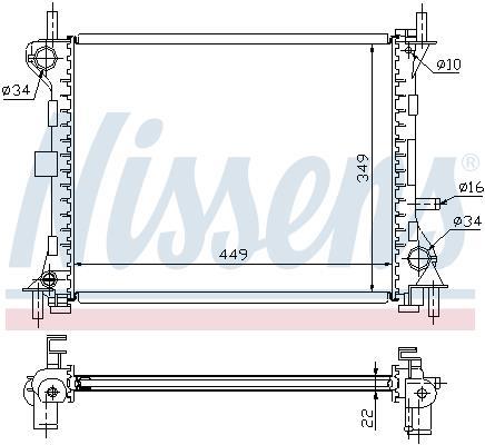 Radiateur moteur (Radiateur de refroidissement) NISSENS 62074