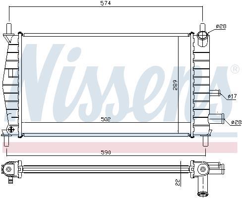 Radiateur moteur (Radiateur de refroidissement) NISSENS ref. 696181