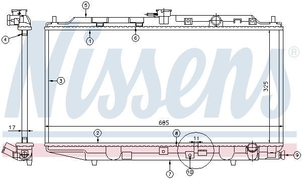 Radiateur moteur (Radiateur de refroidissement) NISSENS 62256