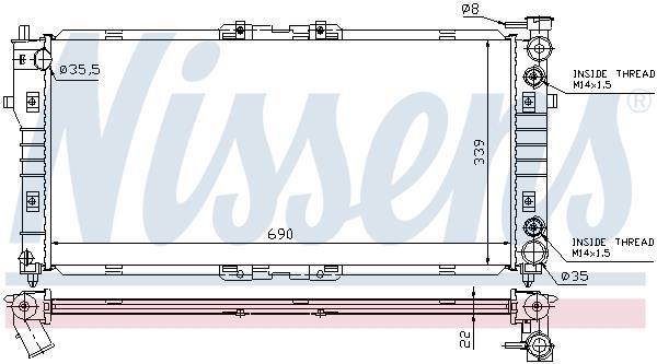 Radiateur moteur (Radiateur de refroidissement) NISSENS 62393