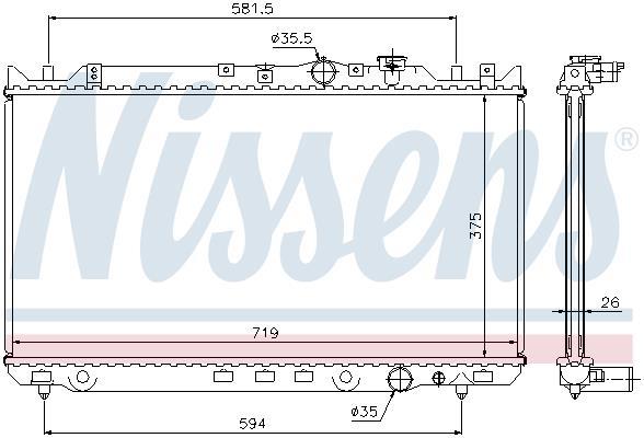 Radiateur moteur (Radiateur de refroidissement) NISSENS 62482A