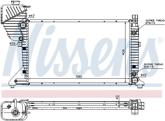Radiador motor NISSENS 62597A