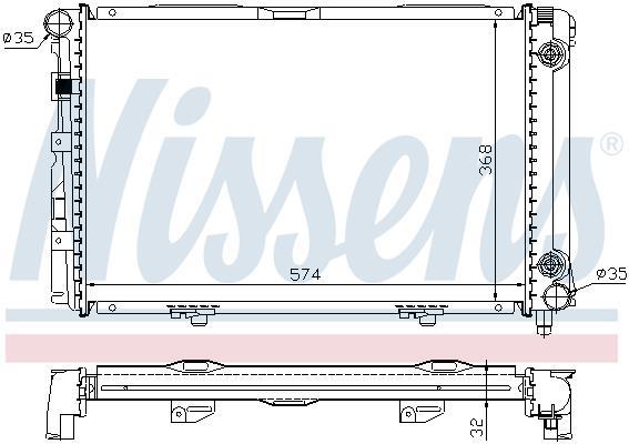 Radiateur moteur (Radiateur de refroidissement) NISSENS ref. 62670A