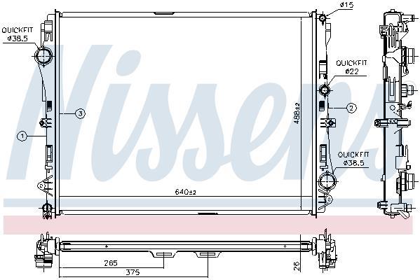 Radiateur moteur (Radiateur de refroidissement) NISSENS ref. 627023