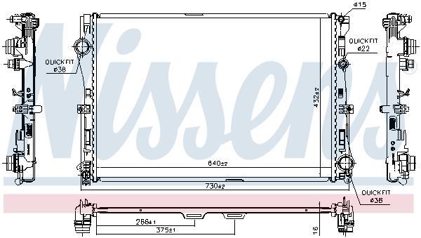 Radiateur moteur (Radiateur de refroidissement) NISSENS ref. 627029