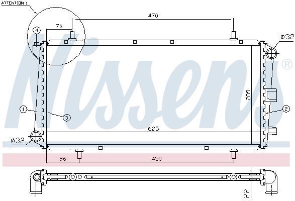 Radiateur moteur (Radiateur de refroidissement) NISSENS ref. 62785A