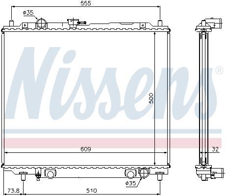 Radiador, refrigeración del motor NISSENS ref. 62852