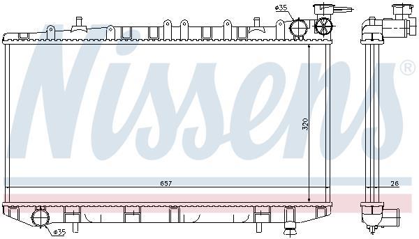 Radiateur moteur (Radiateur de refroidissement) NISSENS ref. 62963