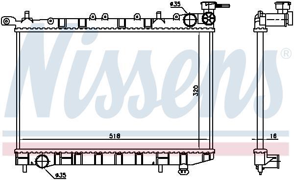 Radiateur moteur (Radiateur de refroidissement) NISSENS 62974