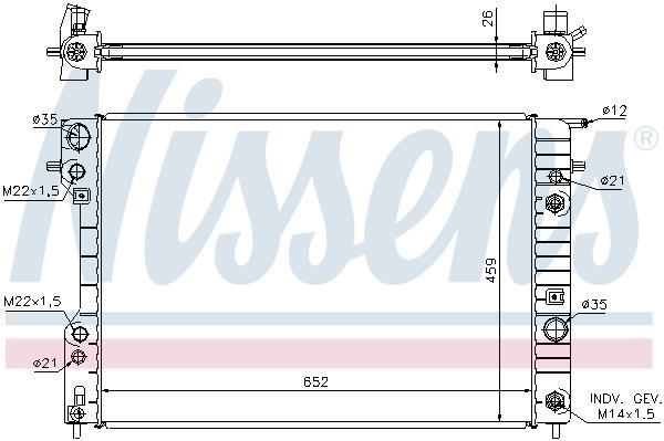 Radiateur moteur (Radiateur de refroidissement) NISSENS 63073A